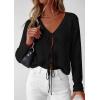 image:imagePRETTYGARDEN Womens Tie Front Cardigan 2026 Summer Boho Crochet Knit Cover Up Beach Vacation Hollow Out Lightweight TopsBlack
