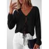image:imagePRETTYGARDEN Womens Tie Front Cardigan 2026 Summer Boho Crochet Knit Cover Up Beach Vacation Hollow Out Lightweight TopsBlack