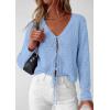 image:imagePRETTYGARDEN Womens Tie Front Cardigan 2026 Summer Boho Crochet Knit Cover Up Beach Vacation Hollow Out Lightweight TopsLight Blue