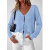 image:imagePRETTYGARDEN Womens Tie Front Cardigan 2026 Summer Boho Crochet Knit Cover Up Beach Vacation Hollow Out Lightweight TopsLight Blue