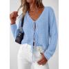 image:imagePRETTYGARDEN Womens Tie Front Cardigan 2026 Summer Boho Crochet Knit Cover Up Beach Vacation Hollow Out Lightweight TopsLight Blue