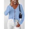 image:imagePRETTYGARDEN Womens Tie Front Cardigan 2026 Summer Boho Crochet Knit Cover Up Beach Vacation Hollow Out Lightweight TopsLight Blue