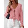 image:imagePRETTYGARDEN Womens Tie Front Cardigan 2026 Summer Boho Crochet Knit Cover Up Beach Vacation Hollow Out Lightweight TopsPink