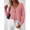 image:imagePRETTYGARDEN Womens Tie Front Cardigan 2026 Summer Boho Crochet Knit Cover Up Beach Vacation Hollow Out Lightweight TopsPink