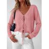 image:imagePRETTYGARDEN Womens Tie Front Cardigan 2026 Summer Boho Crochet Knit Cover Up Beach Vacation Hollow Out Lightweight TopsPink