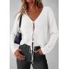 image:imagePRETTYGARDEN Womens Tie Front Cardigan 2026 Summer Boho Crochet Knit Cover Up Beach Vacation Hollow Out Lightweight TopsWhite