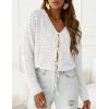 image:imagePRETTYGARDEN Womens Tie Front Cardigan 2026 Summer Boho Crochet Knit Cover Up Beach Vacation Hollow Out Lightweight TopsWhite