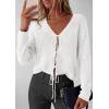 image:imagePRETTYGARDEN Womens Tie Front Cardigan 2026 Summer Boho Crochet Knit Cover Up Beach Vacation Hollow Out Lightweight TopsWhite
