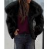 image:imagePRETTYGARDEN Womens Winter Coats 2026 Trendy Long Sleeve Furry Faux Fur Jackets Button Lapel Warm Fall Outwear with PocketsBlack