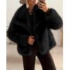 image:imagePRETTYGARDEN Womens Winter Coats 2026 Trendy Long Sleeve Furry Faux Fur Jackets Button Lapel Warm Fall Outwear with PocketsBlack