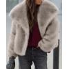 image:imagePRETTYGARDEN Womens Winter Coats 2026 Trendy Long Sleeve Furry Faux Fur Jackets Button Lapel Warm Fall Outwear with PocketsBlack Apricot