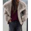 image:imagePRETTYGARDEN Womens Winter Coats 2026 Trendy Long Sleeve Furry Faux Fur Jackets Button Lapel Warm Fall Outwear with PocketsBlack Apricot