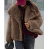 image:imagePRETTYGARDEN Womens Winter Coats 2026 Trendy Long Sleeve Furry Faux Fur Jackets Button Lapel Warm Fall Outwear with PocketsBlack Khaki