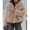 image:imagePRETTYGARDEN Womens Winter Coats 2026 Trendy Long Sleeve Furry Faux Fur Jackets Button Lapel Warm Fall Outwear with PocketsKhaki
