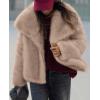 image:imagePRETTYGARDEN Womens Winter Coats 2026 Trendy Long Sleeve Furry Faux Fur Jackets Button Lapel Warm Fall Outwear with PocketsKhaki