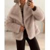 image:imagePRETTYGARDEN Womens Winter Coats 2026 Trendy Long Sleeve Furry Faux Fur Jackets Button Lapel Warm Fall Outwear with PocketsKhaki