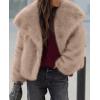 image:imagePRETTYGARDEN Womens Winter Coats 2026 Trendy Long Sleeve Furry Faux Fur Jackets Button Lapel Warm Fall Outwear with PocketsKhaki