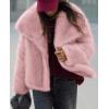 image:imagePRETTYGARDEN Womens Winter Coats 2026 Trendy Long Sleeve Furry Faux Fur Jackets Button Lapel Warm Fall Outwear with PocketsPink
