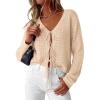 image:imagePRETTYGARDEN Womens Tie Front Cardigan 2026 Summer Boho Crochet Knit Cover Up Beach Vacation Hollow Out Lightweight TopsBeige