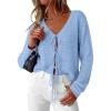 image:imagePRETTYGARDEN Womens Tie Front Cardigan 2026 Summer Boho Crochet Knit Cover Up Beach Vacation Hollow Out Lightweight TopsLight Blue