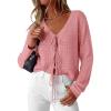 image:imagePRETTYGARDEN Womens Tie Front Cardigan 2026 Summer Boho Crochet Knit Cover Up Beach Vacation Hollow Out Lightweight TopsPink