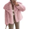 image:imagePRETTYGARDEN Womens Winter Coats 2026 Trendy Long Sleeve Furry Faux Fur Jackets Button Lapel Warm Fall Outwear with PocketsPink
