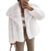 image:imagePRETTYGARDEN Womens Winter Coats 2026 Trendy Long Sleeve Furry Faux Fur Jackets Button Lapel Warm Fall Outwear with PocketsWhite