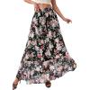 image:imagePRETTYGARDEN 2026 Summer Maxi Long Skirts for Women Trendy Boho Floral High Waisted Slit Flowy Travel Beach Vacation ClothesBlack Big Floral