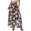 image:imagePRETTYGARDEN 2026 Summer Maxi Long Skirts for Women Trendy Boho Floral High Waisted Slit Flowy Travel Beach Vacation ClothesBlack Big Floral