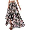 image:imagePRETTYGARDEN 2026 Summer Maxi Long Skirts for Women Trendy Boho Floral High Waisted Slit Flowy Travel Beach Vacation ClothesBlack Big Floral