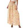 image:imagePRETTYGARDEN 2026 Summer Maxi Long Skirts for Women Trendy Boho Floral High Waisted Slit Flowy Travel Beach Vacation ClothesFloral Beige Multicolored