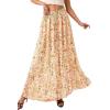 image:imagePRETTYGARDEN 2026 Summer Maxi Long Skirts for Women Trendy Boho Floral High Waisted Slit Flowy Travel Beach Vacation ClothesFloral Beige Multicolored