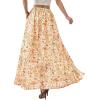 image:imagePRETTYGARDEN 2026 Summer Maxi Long Skirts for Women Trendy Boho Floral High Waisted Slit Flowy Travel Beach Vacation ClothesFloral Beige Multicolored