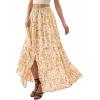 image:imagePRETTYGARDEN 2026 Summer Maxi Long Skirts for Women Trendy Boho Floral High Waisted Slit Flowy Travel Beach Vacation ClothesFloral Beige Multicolored