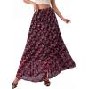 image:imagePRETTYGARDEN 2026 Summer Maxi Long Skirts for Women Trendy Boho Floral High Waisted Slit Flowy Travel Beach Vacation ClothesFloral Black Rose Red