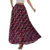 image:imagePRETTYGARDEN 2026 Summer Maxi Long Skirts for Women Trendy Boho Floral High Waisted Slit Flowy Travel Beach Vacation ClothesFloral Black Rose Red