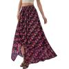 image:imagePRETTYGARDEN 2026 Summer Maxi Long Skirts for Women Trendy Boho Floral High Waisted Slit Flowy Travel Beach Vacation ClothesFloral Black Rose Red