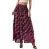 image:imagePRETTYGARDEN 2026 Summer Maxi Long Skirts for Women Trendy Boho Floral High Waisted Slit Flowy Travel Beach Vacation ClothesFloral Black Rose Red