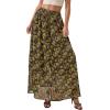 image:imagePRETTYGARDEN 2026 Summer Maxi Long Skirts for Women Trendy Boho Floral High Waisted Slit Flowy Travel Beach Vacation ClothesFloral Brown Light Green