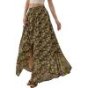 image:imagePRETTYGARDEN 2026 Summer Maxi Long Skirts for Women Trendy Boho Floral High Waisted Slit Flowy Travel Beach Vacation ClothesFloral Brown Light Green