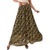 image:imagePRETTYGARDEN 2026 Summer Maxi Long Skirts for Women Trendy Boho Floral High Waisted Slit Flowy Travel Beach Vacation ClothesFloral Brown Light Green