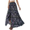 image:imagePRETTYGARDEN 2026 Summer Maxi Long Skirts for Women Trendy Boho Floral High Waisted Slit Flowy Travel Beach Vacation ClothesFloral Dark Blue Purple