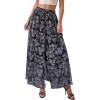 image:imagePRETTYGARDEN 2026 Summer Maxi Long Skirts for Women Trendy Boho Floral High Waisted Slit Flowy Travel Beach Vacation ClothesFloral Dark Blue Purple