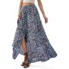 image:imagePRETTYGARDEN 2026 Summer Maxi Long Skirts for Women Trendy Boho Floral High Waisted Slit Flowy Travel Beach Vacation ClothesFloral Navy Multicolored