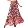 image:imagePRETTYGARDEN 2026 Summer Maxi Long Skirts for Women Trendy Boho Floral High Waisted Slit Flowy Travel Beach Vacation ClothesFloral Red Purple