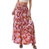 image:imagePRETTYGARDEN 2026 Summer Maxi Long Skirts for Women Trendy Boho Floral High Waisted Slit Flowy Travel Beach Vacation ClothesFloral Red Purple
