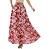 image:imagePRETTYGARDEN 2026 Summer Maxi Long Skirts for Women Trendy Boho Floral High Waisted Slit Flowy Travel Beach Vacation ClothesFloral Red Purple