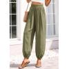 image:imagePRETTYGARDEN Womens 2026 Summer Casual Pants High Waisted Loose Wide Leg Palazzo Pockets Lounge Beach Travel Trousers OutfitsArmy Green