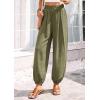 image:imagePRETTYGARDEN Womens 2026 Summer Casual Pants High Waisted Loose Wide Leg Palazzo Pockets Lounge Beach Travel Trousers OutfitsArmy Green