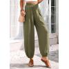 image:imagePRETTYGARDEN Womens 2026 Summer Casual Pants High Waisted Loose Wide Leg Palazzo Pockets Lounge Beach Travel Trousers OutfitsArmy Green